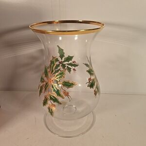Lenox Home for the‎ Holiday Handpainted 9.5" Footed Hurricane in original box